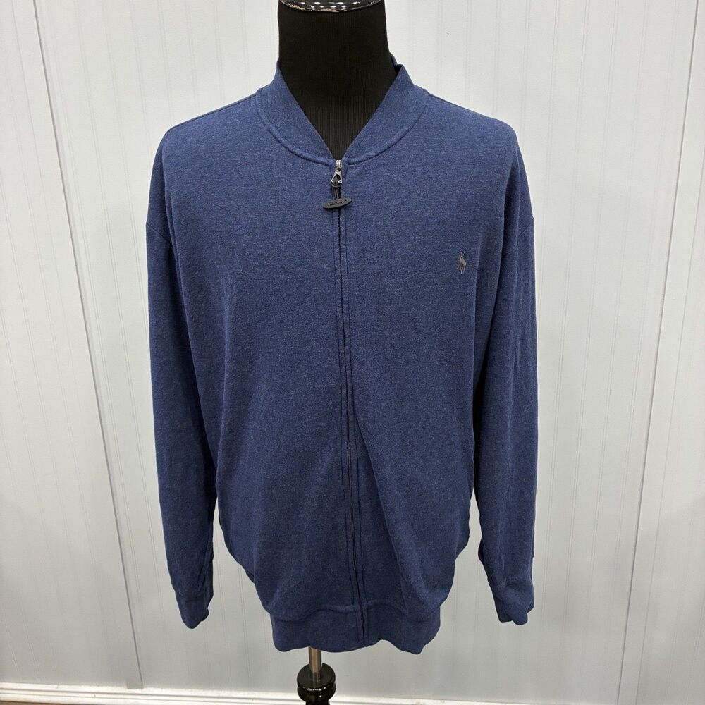 Polo Ralph Lauren Men's 3XB Blue Cotton Blend Full Zip Sweater
